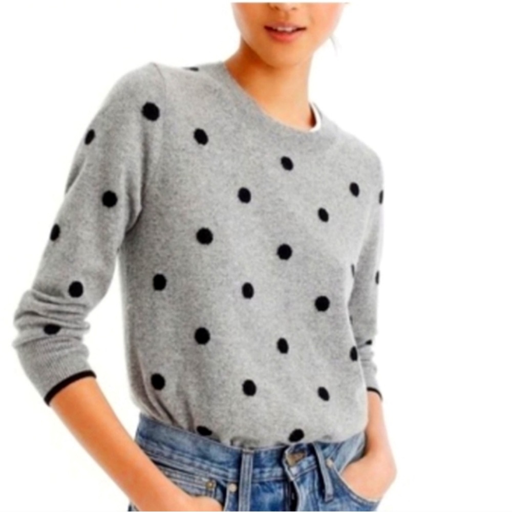 JCrew 100% Cashmere Polka Dot Sweater